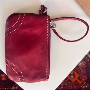 Coach Cherry Red Leather Wristlet